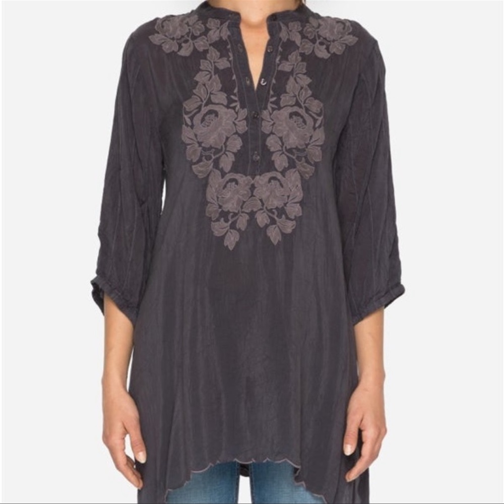 Johnny Was Minna Tunic Embroidered Button Front pop over size large